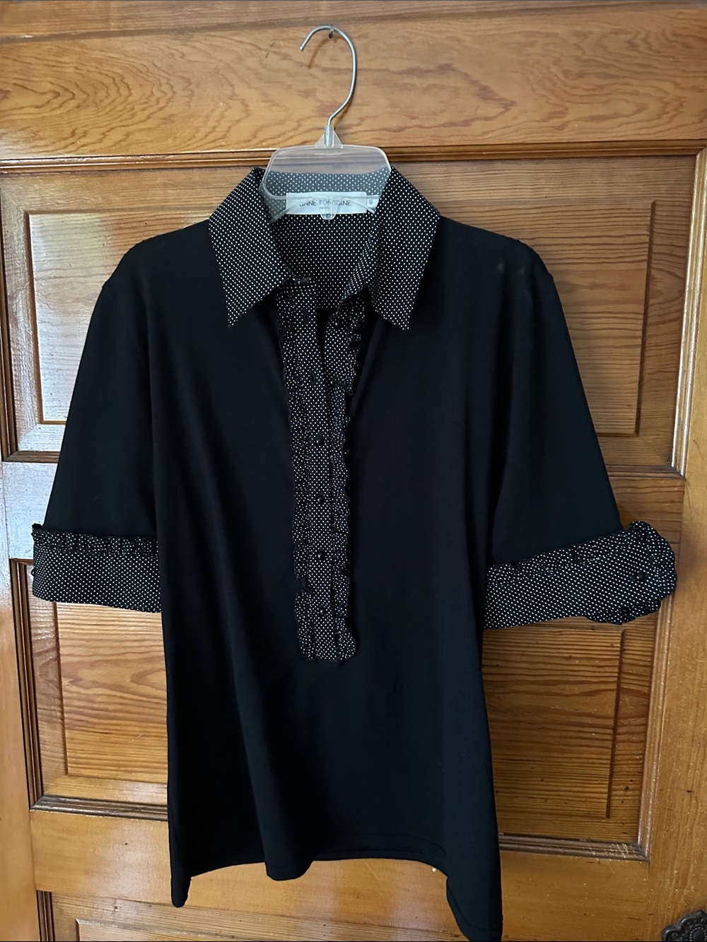 Anne Fontaine Black Women’s top with Polka Dot Trim